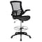 Flash Furniture Kelista Mid-Back Black Mesh Ergonomic Drafting Chair with LeatherSoft Seat, Adjustable Foot Ring and Flip-Up Arms BL-X-5M-D-BK-LEA-GG - alternate 8